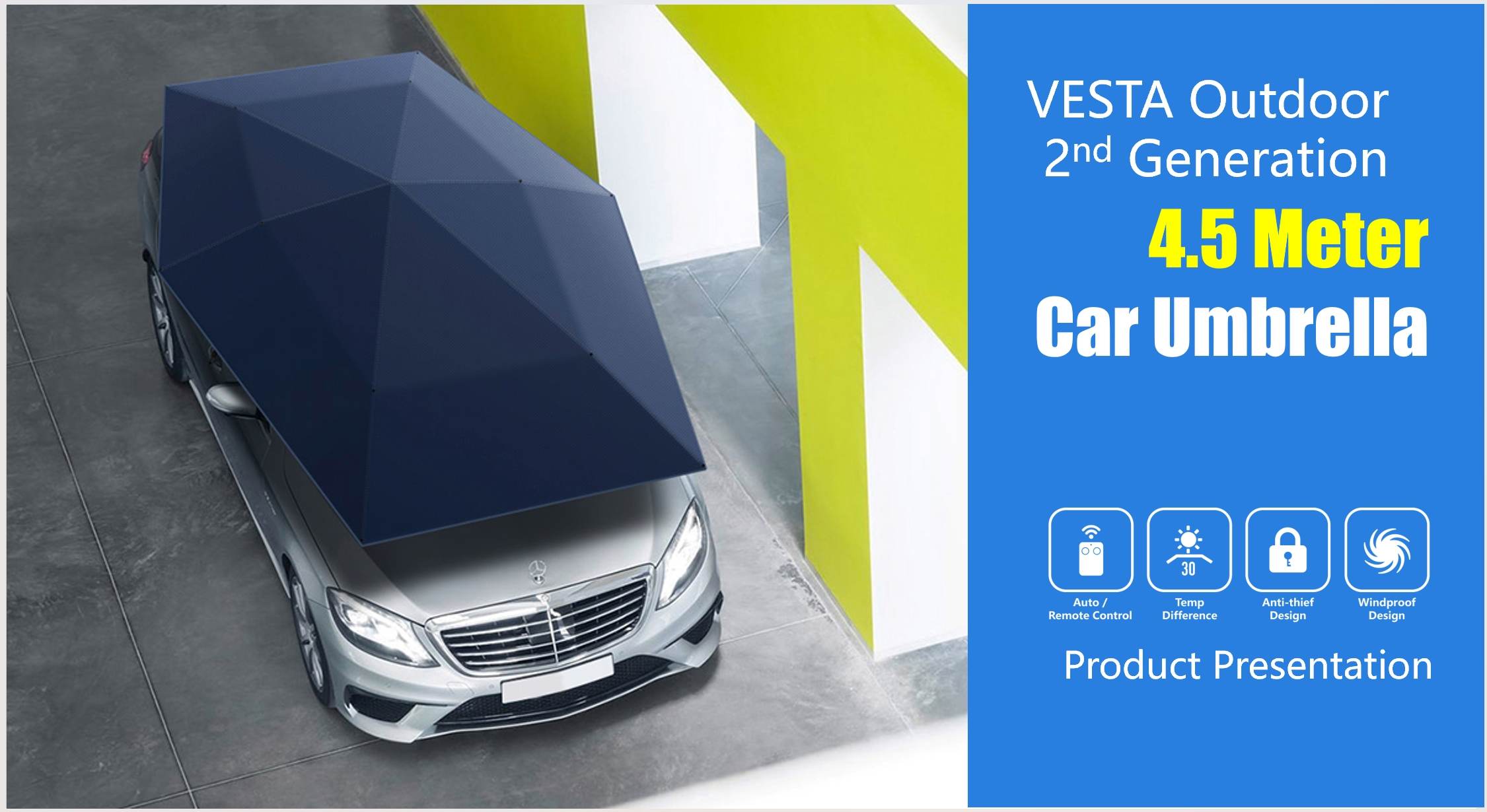 الجيل الثاني من جهاز التحكم عن بعد الكهربائي الخلفي للسيارة مظلة شمسية أوتوماتيكية