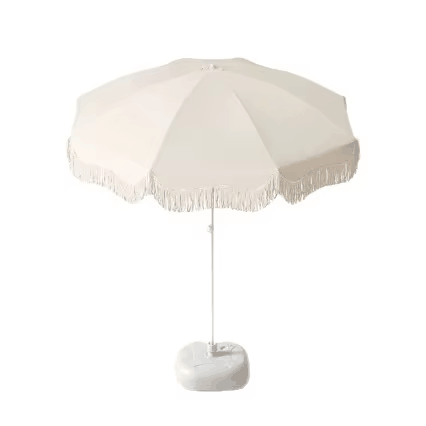 مظلة شمسية من Tassel Ins Style Center Pole، مقاومة للرياح قابلة للتنفس، إعلان تجاري لحمام السباحة على الشاطئ